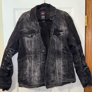 Distressed Jordan Craig Black Denim Jacket